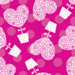 Flowers-hearts. Romantic seamless pattern for lovers. Can be used in textile industry, paper, background, scrapbooking.