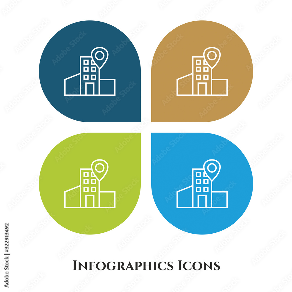 Aufkleber office location vector illustration icon for all purpose. isolated on 4 different backgrounds.