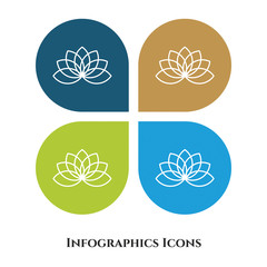 Fototapeta na wymiar Lotus Vector Illustration icon for all purpose. Isolated on 4 different backgrounds.