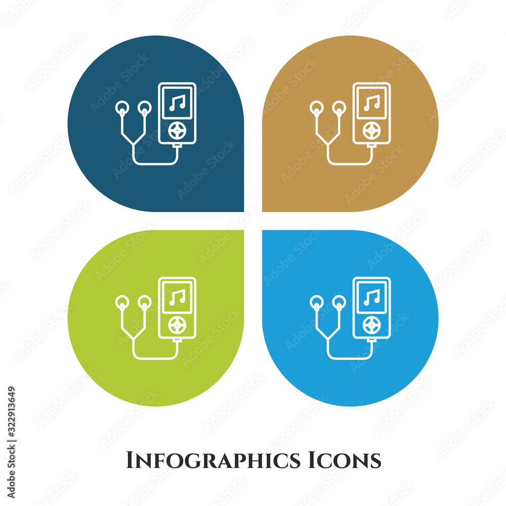 Aufkleber portable media player vector illustration icon for all purpose. isolated on 4 different backgrounds.