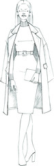 hand drawn fashion illustration sketch.Vector file