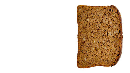 Brown bread with seeds, heathy food. Isolated on white.