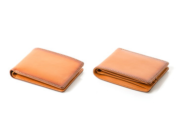 New leather brown men wallet isolated on white