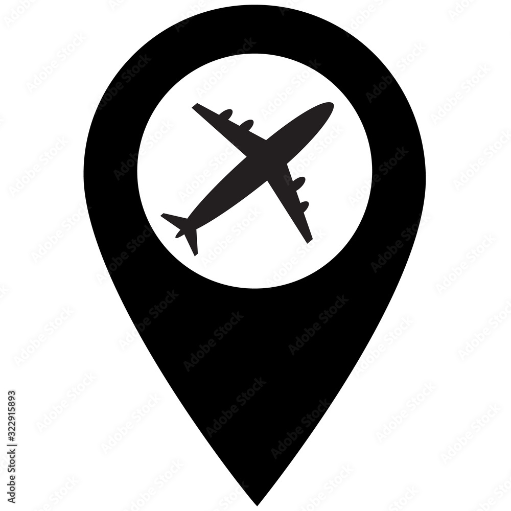 Poster airport map markers icon on white background. flat style. map pointer with air plane icon for your w