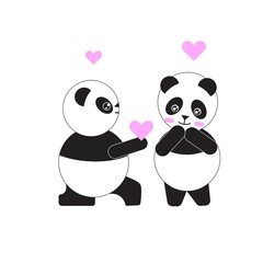 cute Panda on Valentine's day, which is full of love