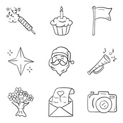 Party Celebration Doodle Icons Pack