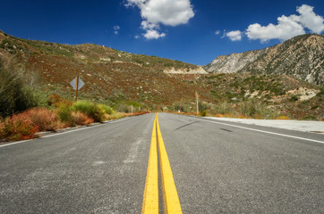 A highway passes through the San Gabriel Mountains near Azusa, California