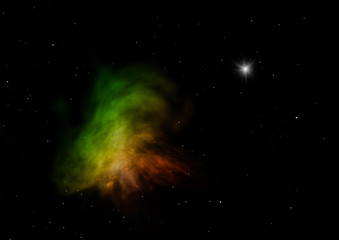 Star field in space and a nebulae.