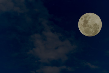 Fototapeta na wymiar Blue night sky with full moon.