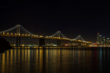Bay Bridge at night, in San Francisco, California