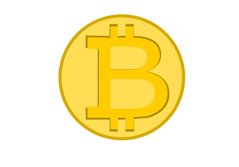yellow bitcoin isolate on white background business concept