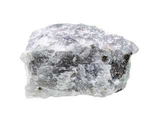 unpolished melilitolite rock cutout on white