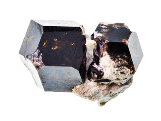 rough andradite garnet crystals cutout on white