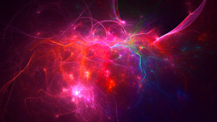 3D rendering abstract red fractal light background