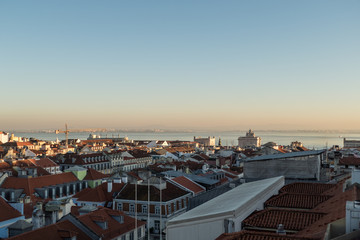lisbon old town panorama with historic roofs