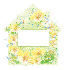 Vector  floral house symbol. Home sweet home, isolated on white.