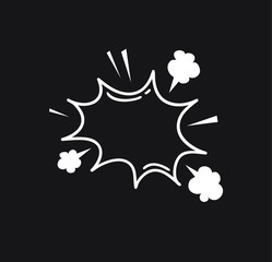 Hand drawn speech bubble explosion. Pop art design object. Comic book doodle element for dialog. Cartoon style vector collection