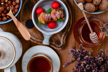 Traditional Georgian sweets and desserts. Baklava, nakhini, khinkali, matzoon, churchkhela, shotis puri or shoti