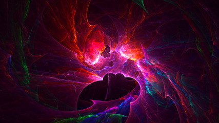 3D rendering abstract red fractal light background