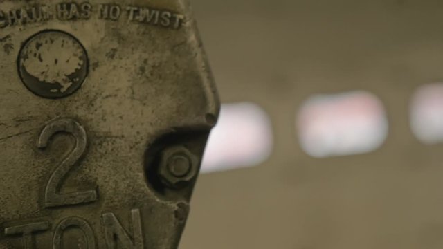 2-Ton crane in mechanic shop in Slow-Motion