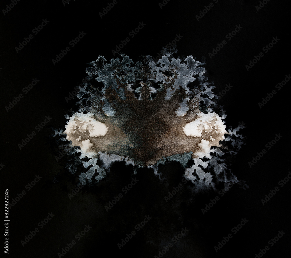 Poster abstract splashes on black background. monochrome image.