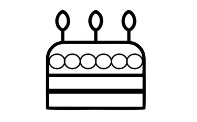sweet tasty cake vector icon isolated in black and white for logo, sign, apps or website