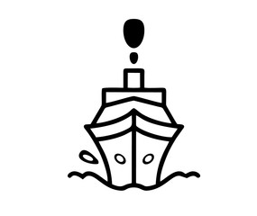 Fototapeta premium A cruiseship or ocean luxury boat, ferry logo or sign for apps or website isolated design in black and white as a vector