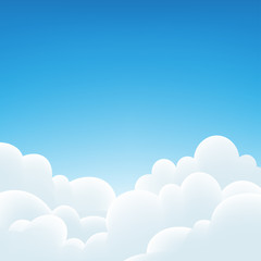 Sky background and white clouds. Vector Illustration.