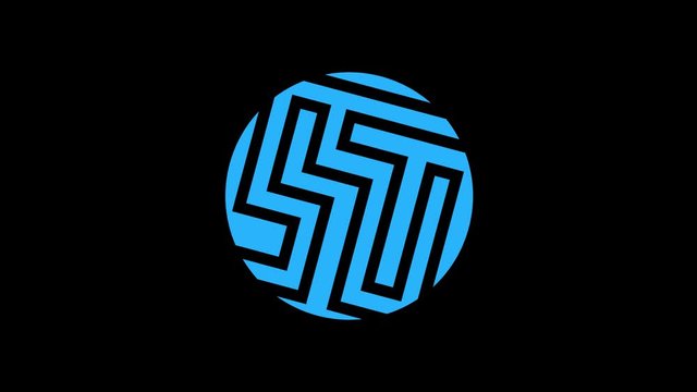 Colored graphic object that rotates clockwise in the center, varying in size, on a background with a hypnotic, psychedelic and stroboscopic effect, in 16: 9 video format.