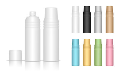 Cosmetic bottle. Liquid container for gel, lotion, cream, shampoo, bath foam. Beauty product package. Vector illustration.