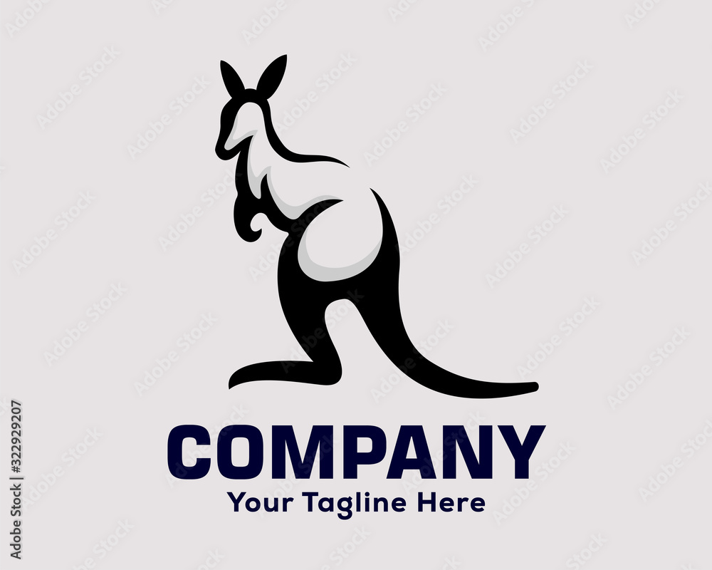 Wall mural stand kangaroo look front logo design inspiration