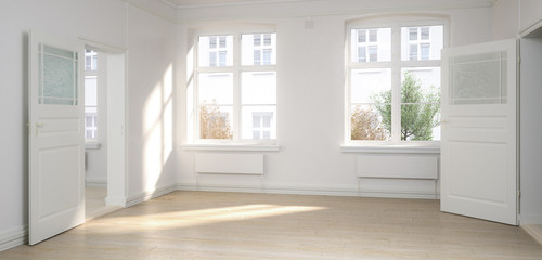 Fototapeta na wymiar Empty renovated flat - panoramic 3d visualization