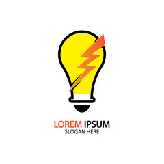 Electric bulb logo and icon Vector design Template.