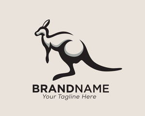 Stand kangaroo look front logo design inspiration