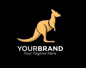 Stand kangaroo on black logo design inspiration