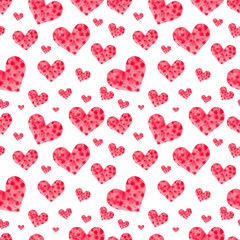 Watercolor heart seamless pattern. Сoncept valentine, Happy Anniversary, wedding. Hand painted texture perfect for holiday invitations, greeting cards, scrapbooking, print, gift wrap, manufacturing.