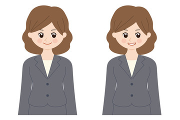 Portrait of a businesswoman wearing a suit. Vector illustration isolated on white background.