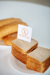 Pieces of bread with glutein free sign