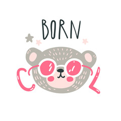 Cute baby bear. Hand drawn vector illustration. For kid's or baby's shirt design, fashion print design, graphic, t-shirt, kids wear.