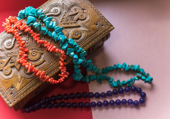 Set of natural stones, boho style, jewelry and accessories