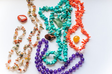 Set of natural stones, boho style, jewelry and accessories