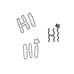 HI - handwritten calligraphy vector illustration. Black lettering, design element, icon