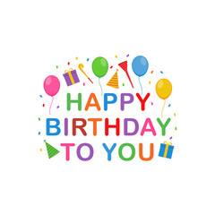 Happy Birthday Text Logo Vector Design 