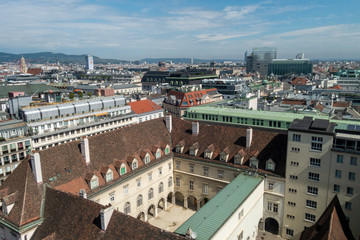 Fototapeta premium View from St. Stephen's Cathedral tower over Vienna, capital of Austria, on a sunny day