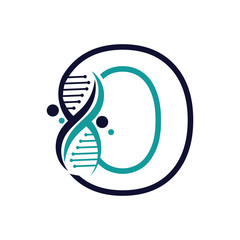 Letter O with DNA logo or symbol Template design vector