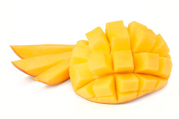 fresh sliced mango isolated on white background