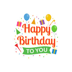 Happy Birthday Text Logo Vector Design 