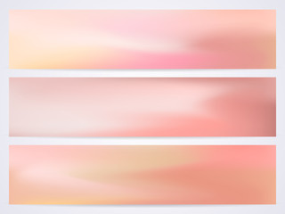 Obraz premium Modern pastel vector template. Set of fluid modern templates with iridescent shades of pink, yellow, red and orange. Suitable for the design of banner, flyer, cover, invitation, catalog, brochure.