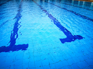View of lanes in a public swimming pool
