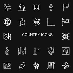 Editable 22 country icons for web and mobile